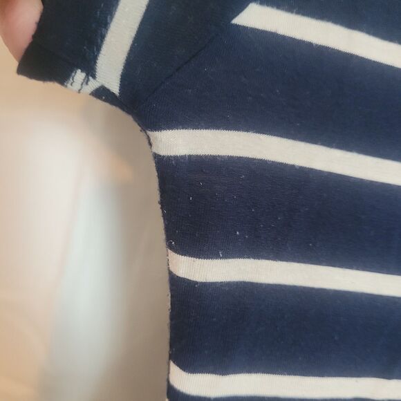 Y2K Long V Neck Striped Tee Shirt Women's Size Medium Blue Nautical Love to Love - Picture 10 of 10